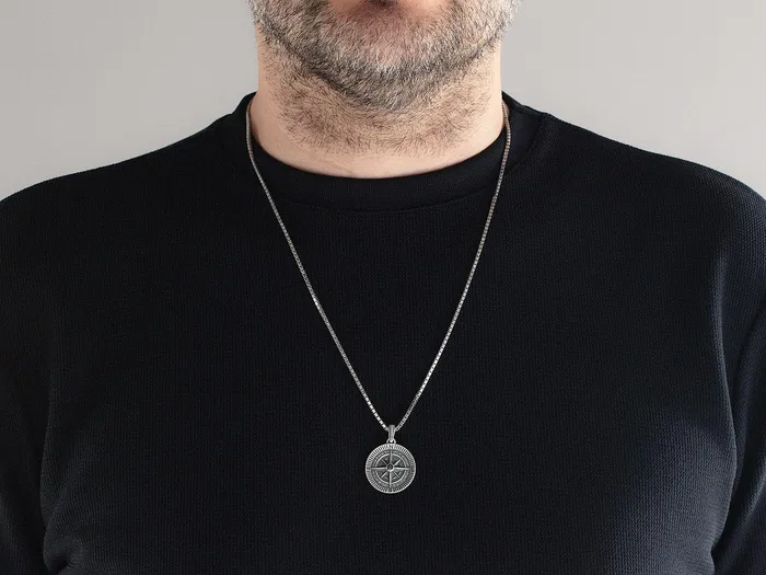 Necklaces GG SILVER NEW GURHAN Mens Sterling Silver Pendant Necklace Compass