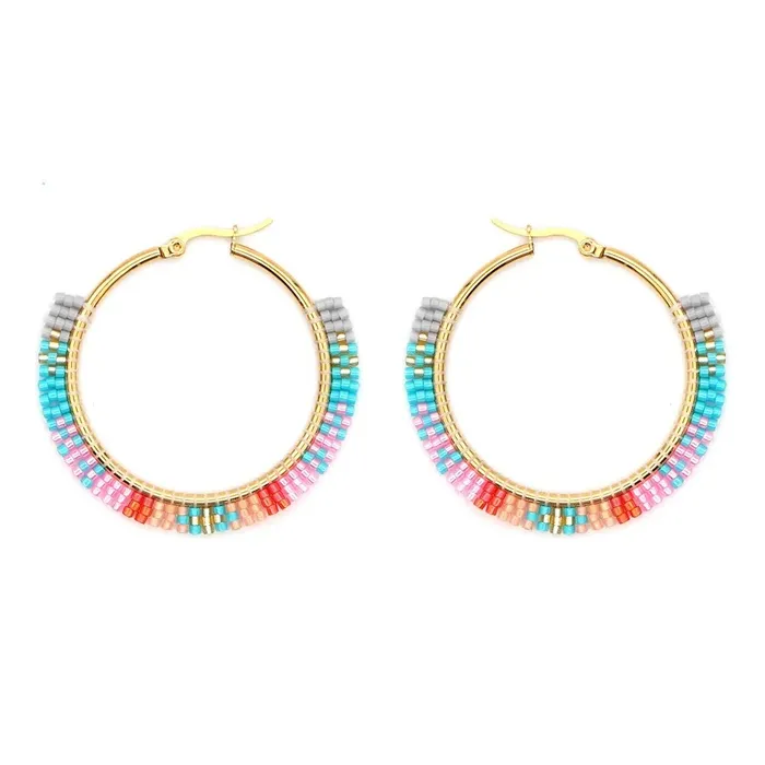 SWEET T 52 Earrings Hoop EarringsStainless Steel Earrings Miyuki Beaded Earrings for Women GirlsTrendy Bohemian Pendientes