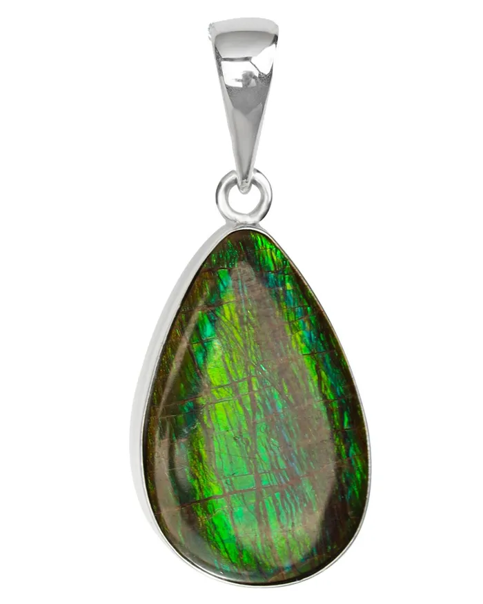 YoTreasure Necklaces 995 Ct Ammolite Solid 925 Sterling Silver Necklace Pendant Jewelry