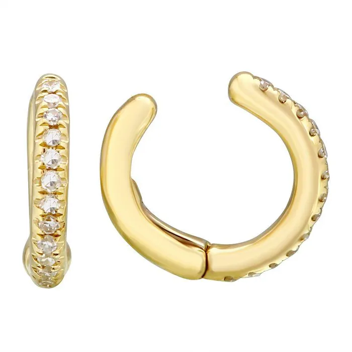Earrings Izakov Diamonds Fine Jewelry 14K Gold Micro Pave Diamond Ear Cuff