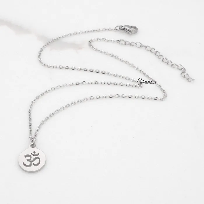 Necklaces Om Pendant Stainless Steel Necklace Silver Glitters