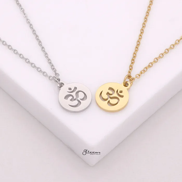 Necklaces Om Pendant Stainless Steel Necklace Silver Glitters