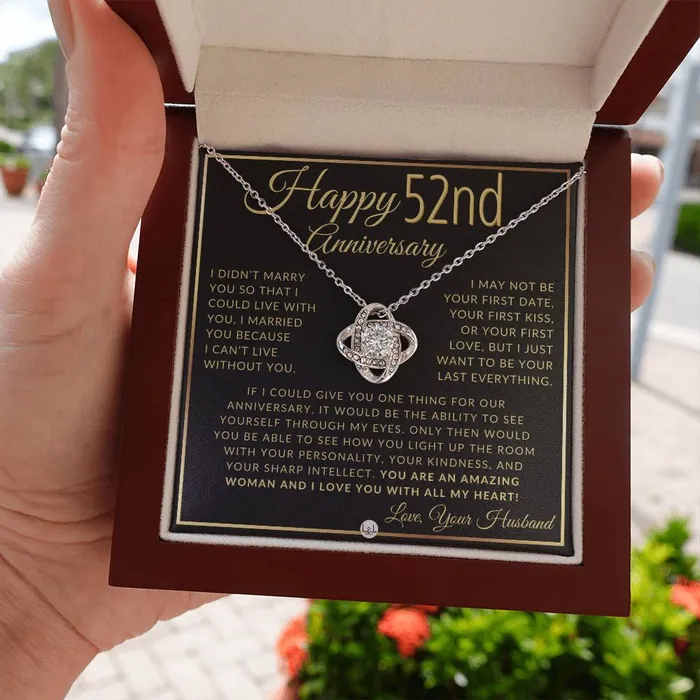 Necklaces ShineOn Fulfillment 52nd Anniversary Gift For Wife Beautiful Womens Pendant Necklace Heartfelt Anniversary Message