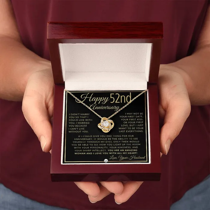 Necklaces ShineOn Fulfillment 52nd Anniversary Gift For Wife Beautiful Womens Pendant Necklace Heartfelt Anniversary Message
