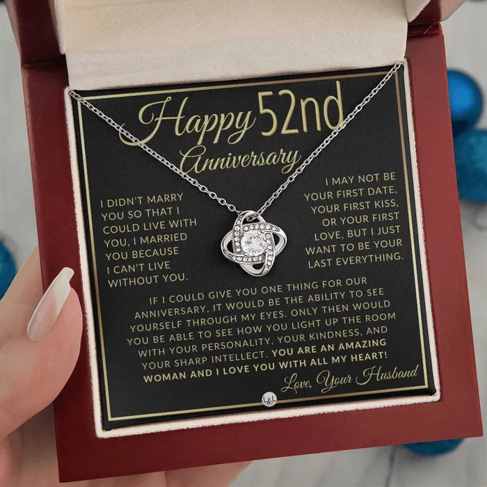 Necklaces ShineOn Fulfillment 52nd Anniversary Gift For Wife Beautiful Womens Pendant Necklace Heartfelt Anniversary Message