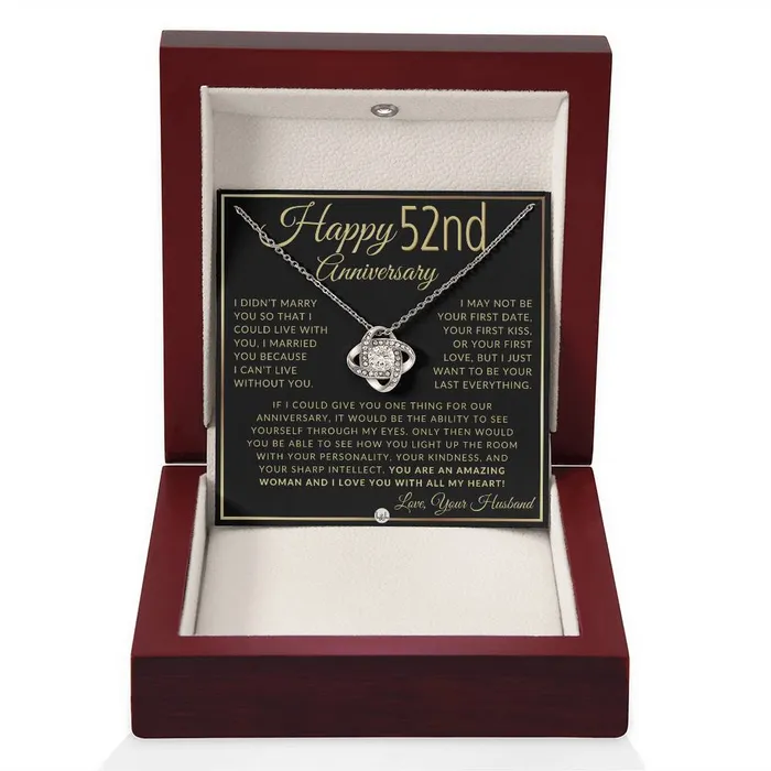 Necklaces ShineOn Fulfillment 52nd Anniversary Gift For Wife Beautiful Womens Pendant Necklace Heartfelt Anniversary Message