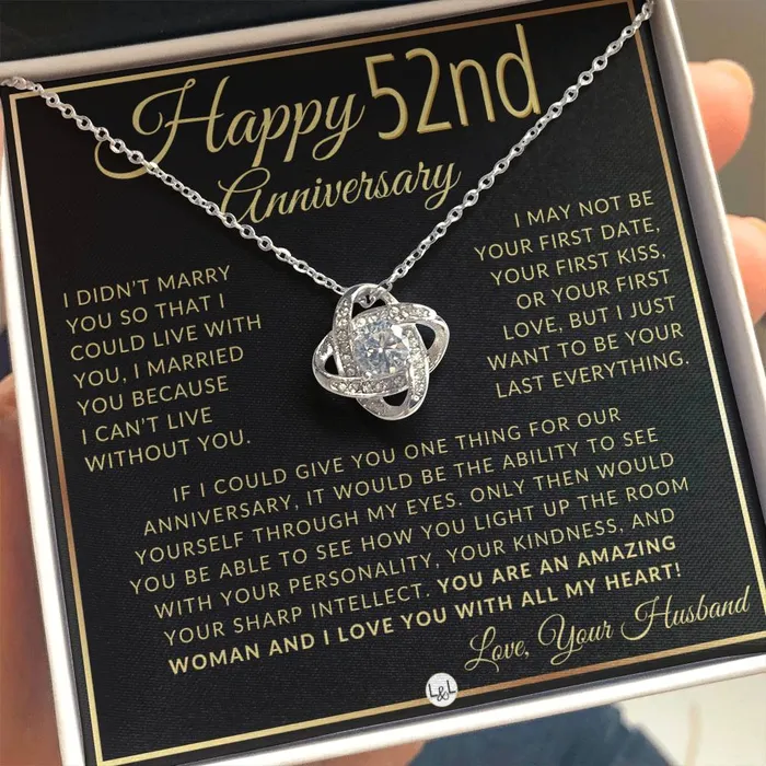 Necklaces ShineOn Fulfillment 52nd Anniversary Gift For Wife Beautiful Womens Pendant Necklace Heartfelt Anniversary Message