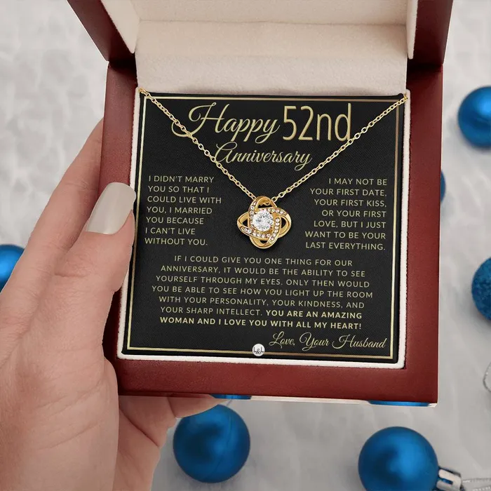 Necklaces ShineOn Fulfillment 52nd Anniversary Gift For Wife Beautiful Womens Pendant Necklace Heartfelt Anniversary Message