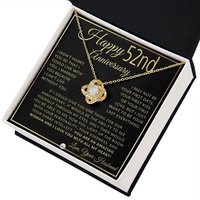 Necklaces ShineOn Fulfillment 52nd Anniversary Gift For Wife Beautiful Womens Pendant Necklace Heartfelt Anniversary Message
