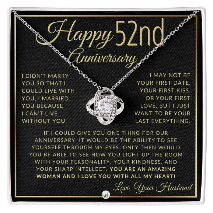 Necklaces ShineOn Fulfillment 52nd Anniversary Gift For Wife Beautiful Womens Pendant Necklace Heartfelt Anniversary Message
