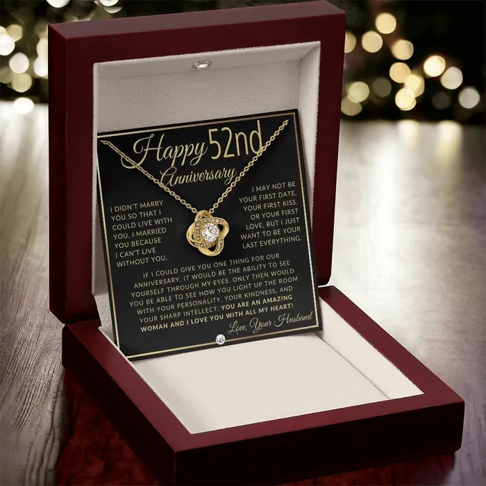 Necklaces ShineOn Fulfillment 52nd Anniversary Gift For Wife Beautiful Womens Pendant Necklace Heartfelt Anniversary Message