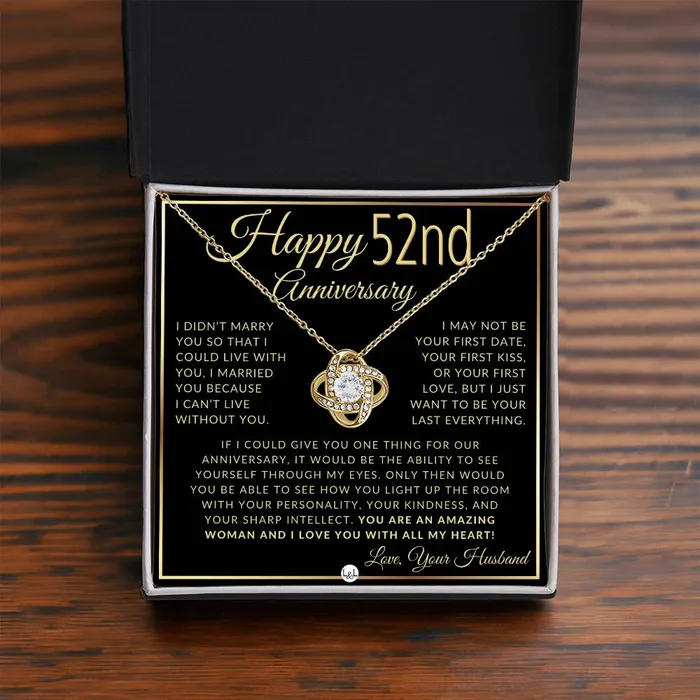 Necklaces ShineOn Fulfillment 52nd Anniversary Gift For Wife Beautiful Womens Pendant Necklace Heartfelt Anniversary Message