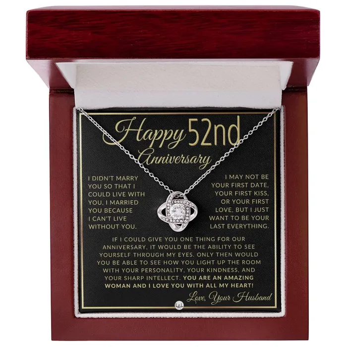 Necklaces ShineOn Fulfillment 52nd Anniversary Gift For Wife Beautiful Womens Pendant Necklace Heartfelt Anniversary Message
