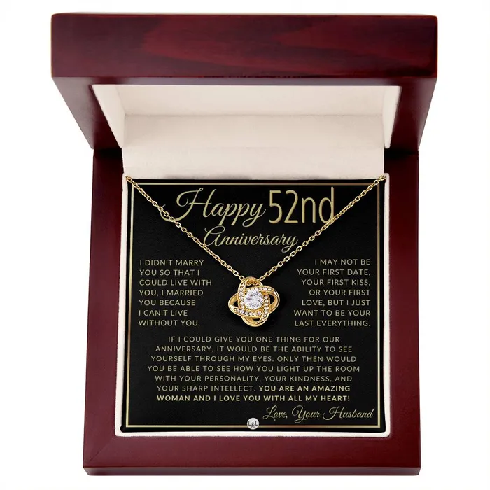 Necklaces ShineOn Fulfillment 52nd Anniversary Gift For Wife Beautiful Womens Pendant Necklace Heartfelt Anniversary Message