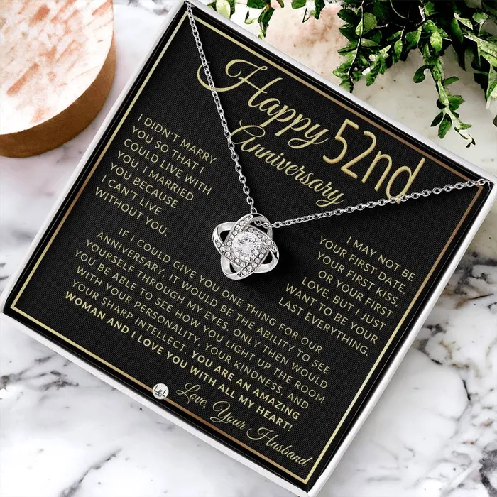 Necklaces ShineOn Fulfillment 52nd Anniversary Gift For Wife Beautiful Womens Pendant Necklace Heartfelt Anniversary Message