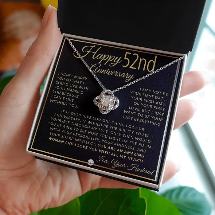 Necklaces ShineOn Fulfillment 52nd Anniversary Gift For Wife Beautiful Womens Pendant Necklace Heartfelt Anniversary Message