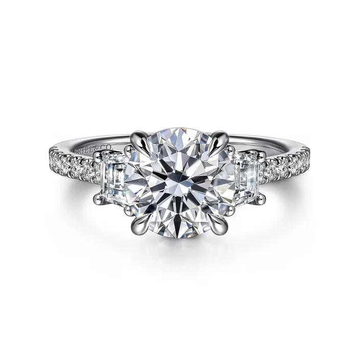 Rings GABRIEL CO Gabriel Lotus Collection 14K White Gold 060ctw 4 Prong Style Diamond SemiMount Engagement Ring