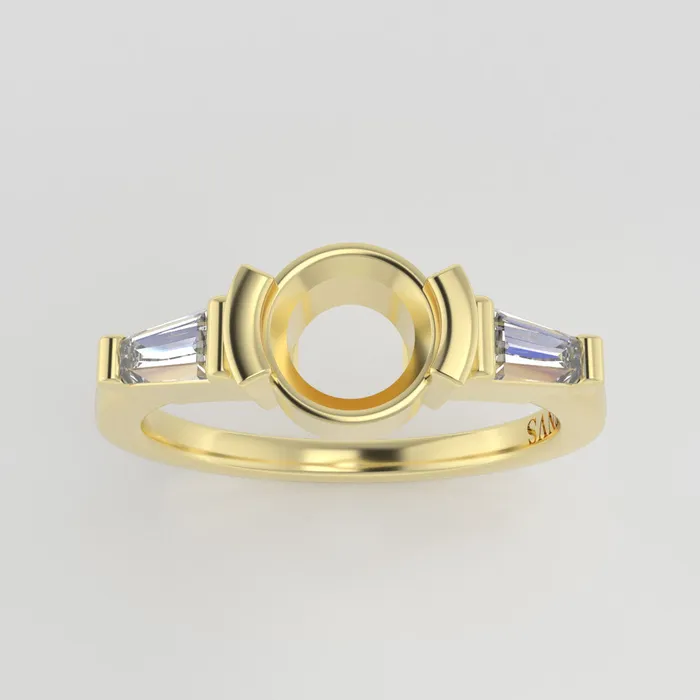 VENVS Rings The Wolfe 14k Yellow Size 75 Stone Moissanite Emerald 85x65mm Blue Ring Box Custom Engraving anything 75