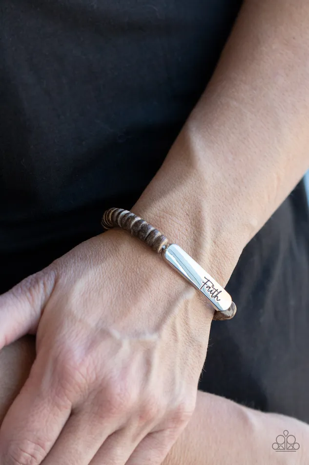 A Finishing Touch Jewelry Bracelets Paparazzi Full Faith Brown Wood Bracelet