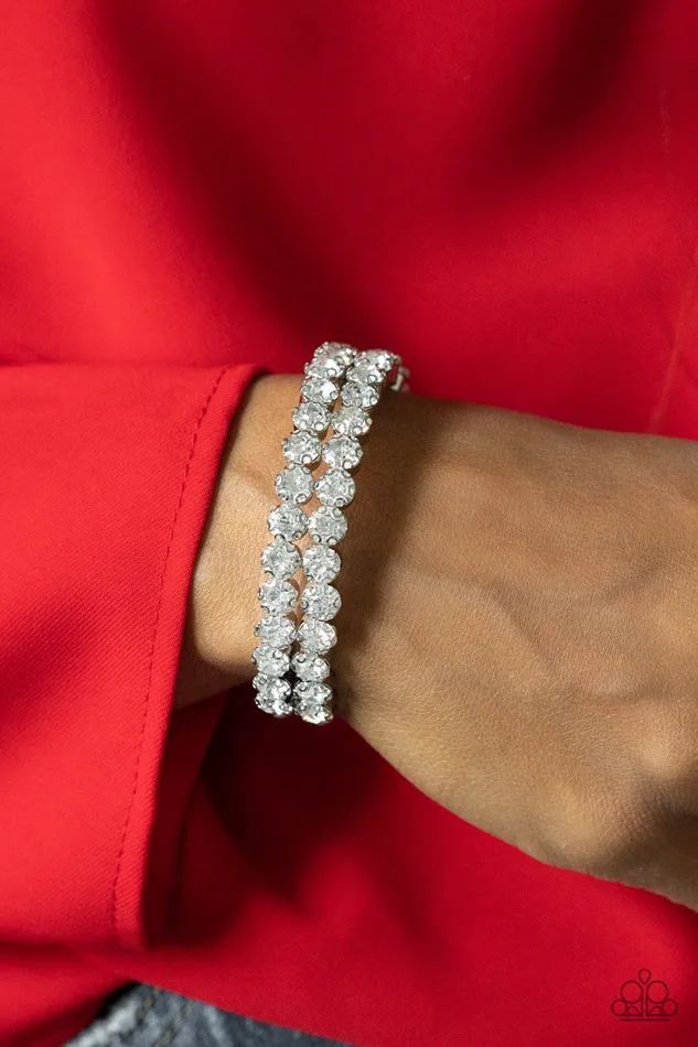 A Finishing Touch Jewelry Bracelets Paparazzi Megawatt Majesty White Bracelet December 2021 Life Of The Party Exclusive