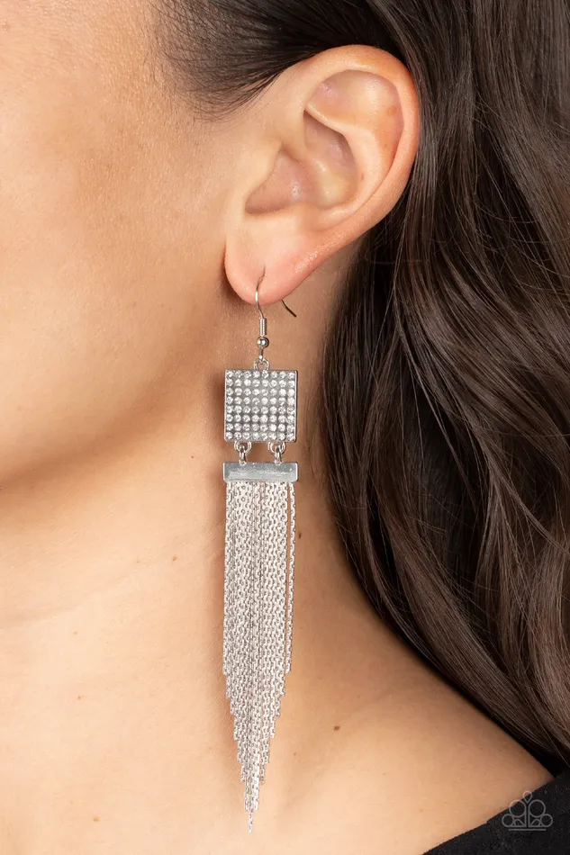 A Finishing Touch Jewelry Earrings Paparazzi Dramatically Deco White Earrings