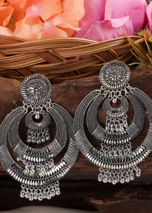 Afgani German Silver Oxidized Jhumki Earrings for Women DESIGN 1111 justreal deal Earrings