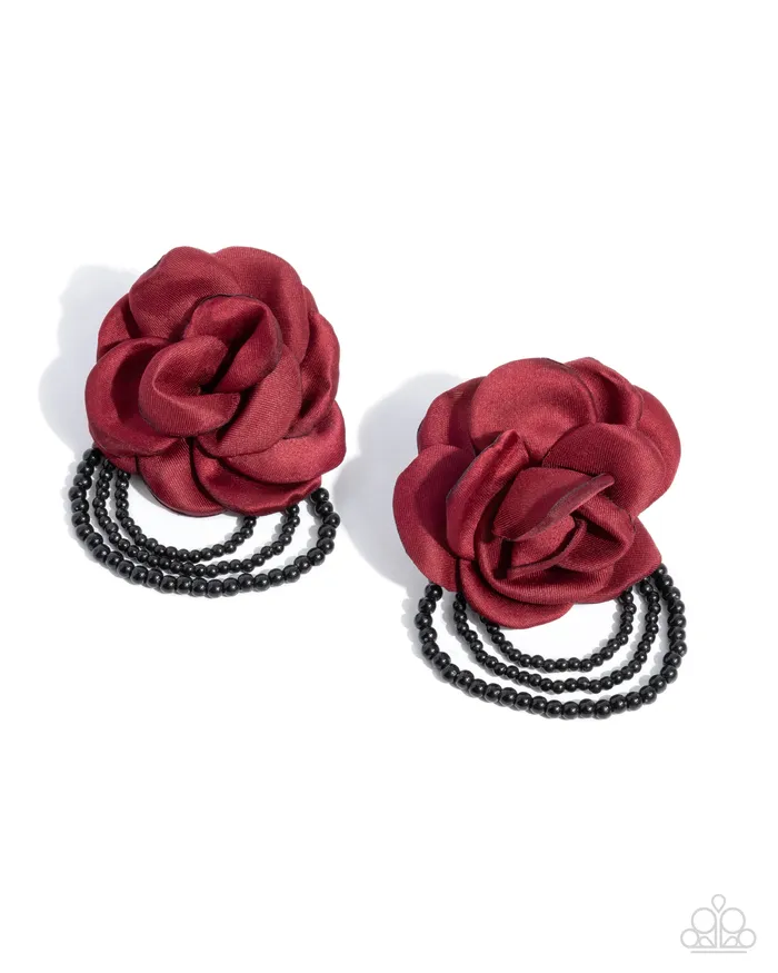 Earrings A Finishing Touch Paparazzi Dramatic Dame Red Earrings