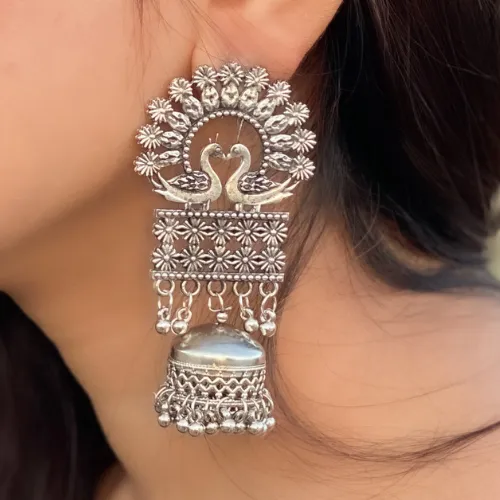 Earrings justreal deal Afgani German Silver Oxidized Jhumki Earrings for Women DESIGN 260