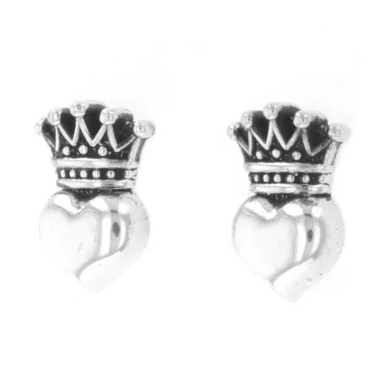 Earrings King Baby Baby Crowned Heart Post Earrings Earrings King Baby Baby Crowned Heart Post Earrings