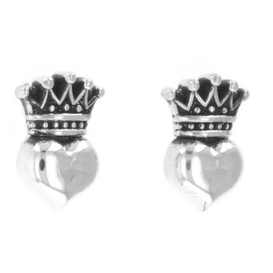 Earrings King Baby Baby Crowned Heart Post Earrings Earrings King Baby Baby Crowned Heart Post Earrings