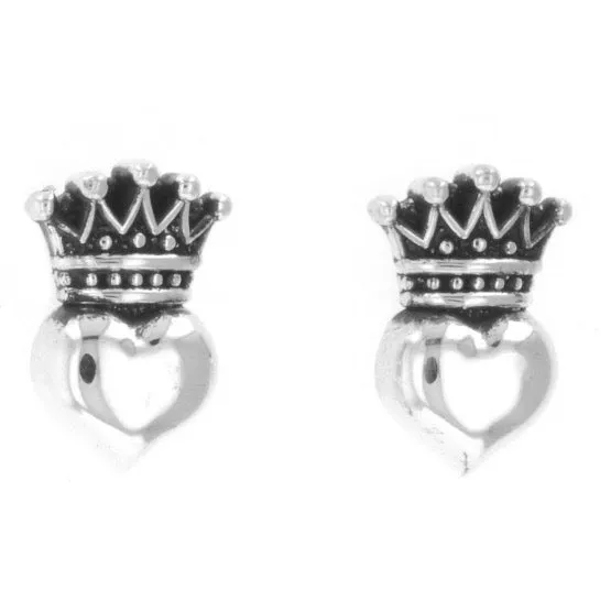 Earrings King Baby Baby Crowned Heart Post Earrings Earrings King Baby Baby Crowned Heart Post Earrings