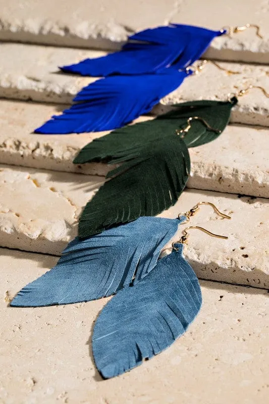 Earrings Urbanista Urbanista Leather Leaf Dangle Fishhook Earrings