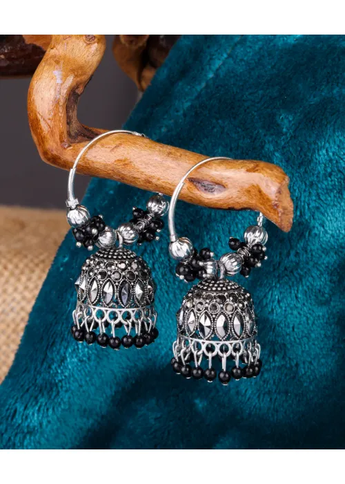 justreal deal Earrings Afgani German Silver Oxidized Jhumki Earrings for Women DESIGN 1073