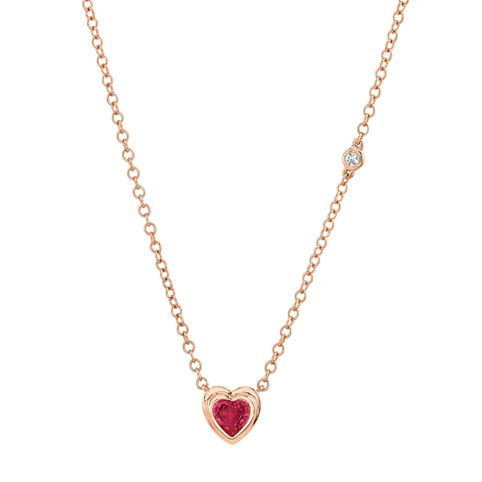 MINI ME RUBY BEZEL HEART NECKLACE SHAY JEWELRY Necklaces