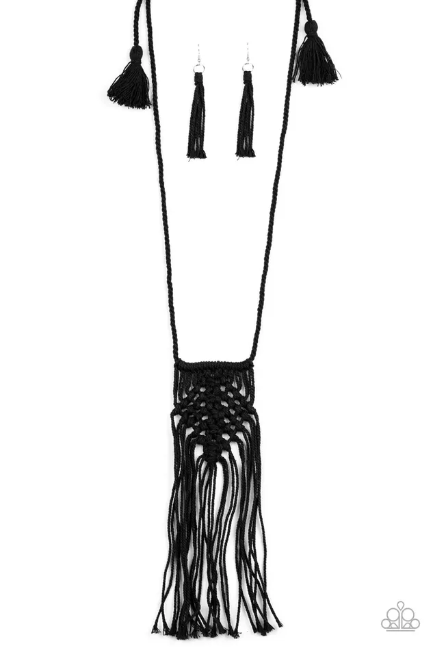 Necklaces A Finishing Touch Jewelry Paparazzi Macrame Mantra Black Necklace