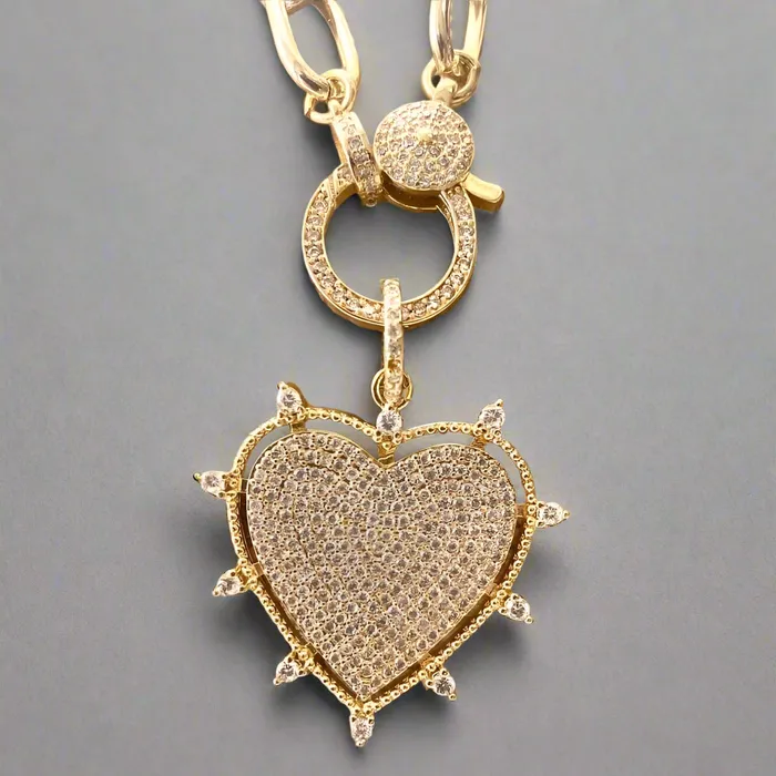 Necklaces VBCO Designs Handmade Jewelry VBCO Gold Sparkly Heart Statement Necklace Non Tarnishing 20