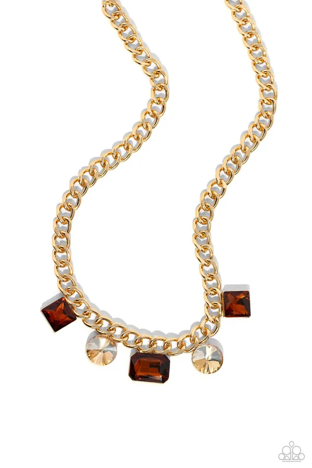 Paparazzi Alternating Audacity Brown Necklace A Finishing Touch Necklaces
