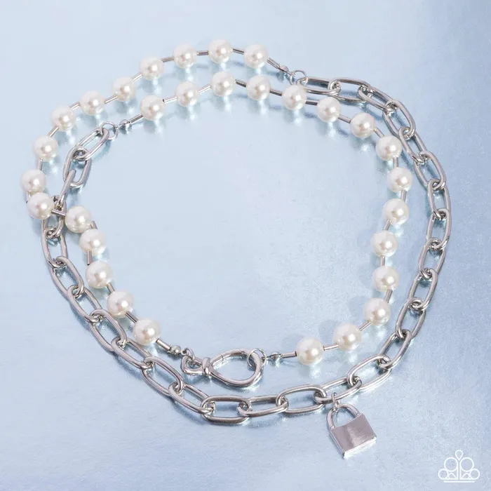Paparazzi Infinite Industry White Necklace August 2024 Life of the Party A Finishing Touch Jewelry Necklaces