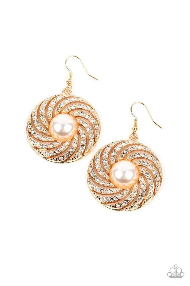 Paparazzi Vintage Vortex Gold Earring A Finishing Touch Jewelry Earrings