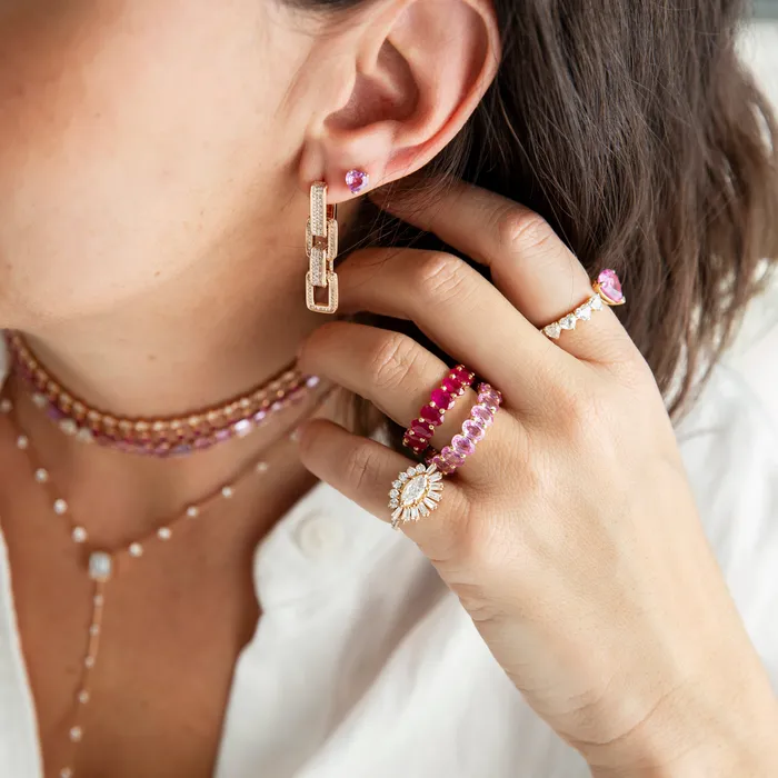 READY TO SHIP DIAMOND PAVE TRIPLE DECO LINK EARRINGS SHAY JEWELRY Earrings