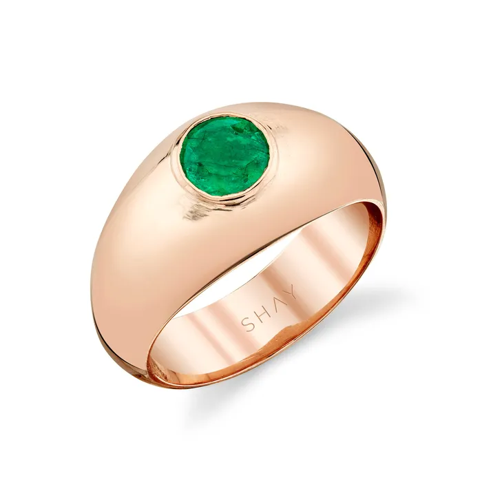 Rings SHAY JEWELRY MENS SOLID GOLD EMERALD DOME RING