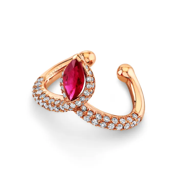 SHAY JEWELRY Earrings RUBY MARQUISE CHEVRON EAR CUFF