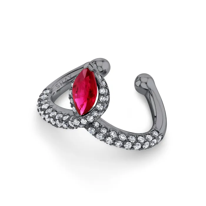 SHAY JEWELRY Earrings RUBY MARQUISE CHEVRON EAR CUFF