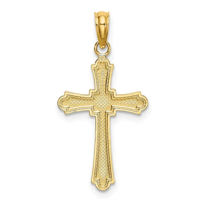 10k Yellow Gold 14 mm DC Striped Cross Charm 078 grams Qgold Charm Necklaces