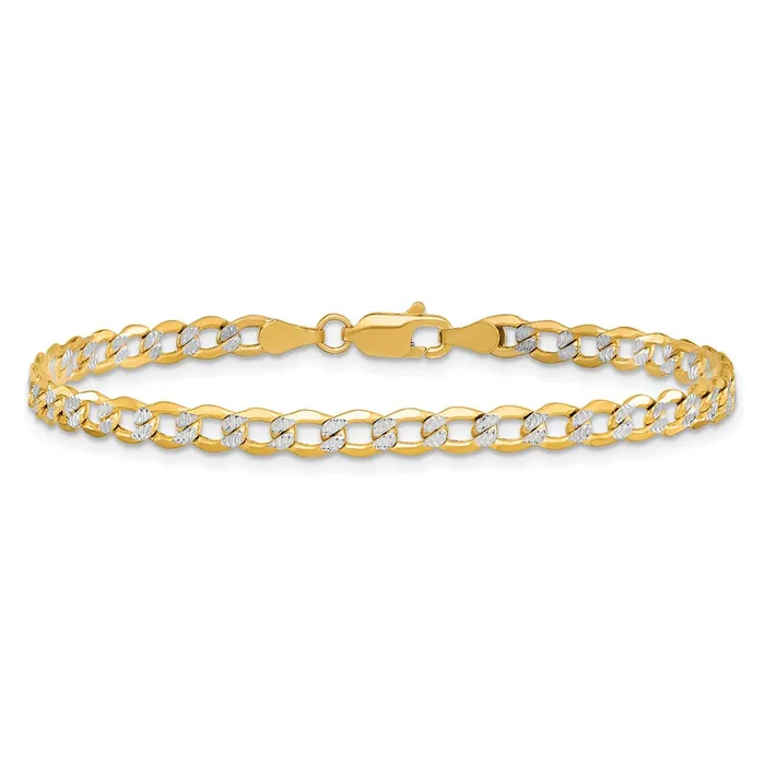 14k 43mm Semisolid with Rhodium Pav Curb Chain Bracelet 270 grams Qgold Bracelets