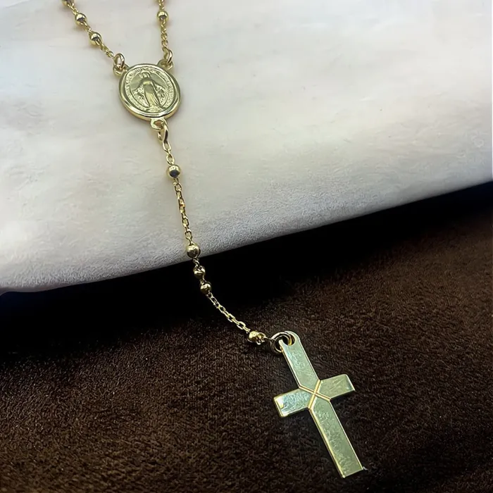 14k Gold Rosary Necklace 18inch ITALY Necklaces