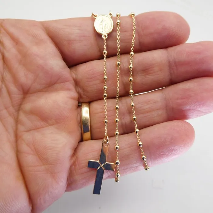 14k Gold Rosary Necklace 18inch ITALY Necklaces