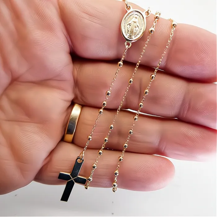 14k Gold Rosary Necklace 18inch ITALY Necklaces