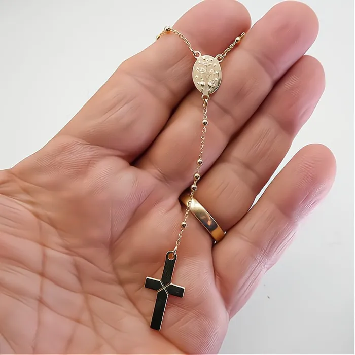 14k Gold Rosary Necklace 18inch ITALY Necklaces