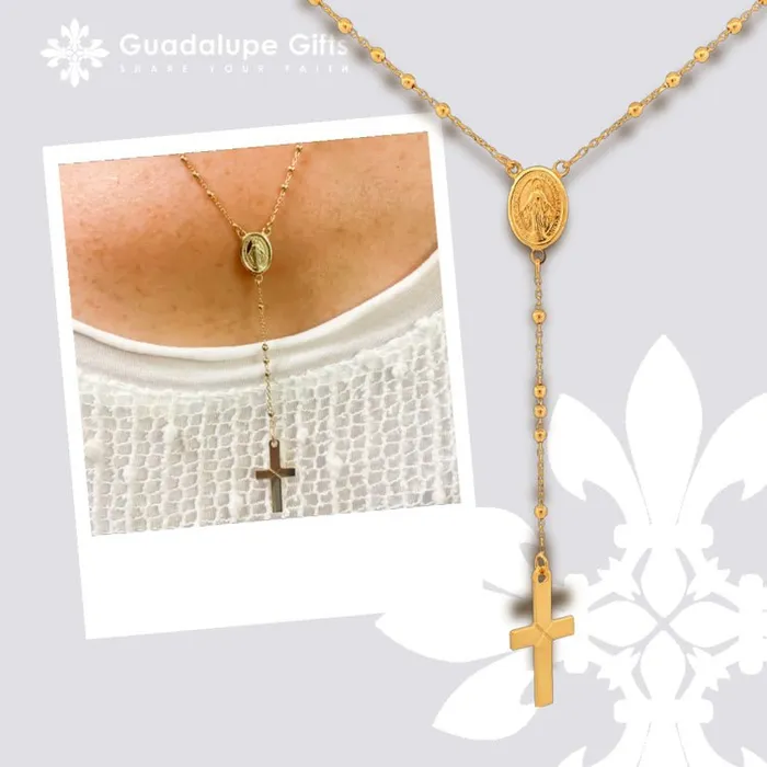14k Gold Rosary Necklace 18inch ITALY Necklaces